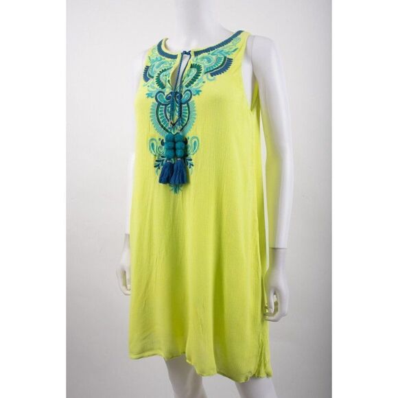 Lilly Pulitzer Womens Shift Dress Aubra XS Neon Green yellow Blue Embroidery - Picture 3 of 6